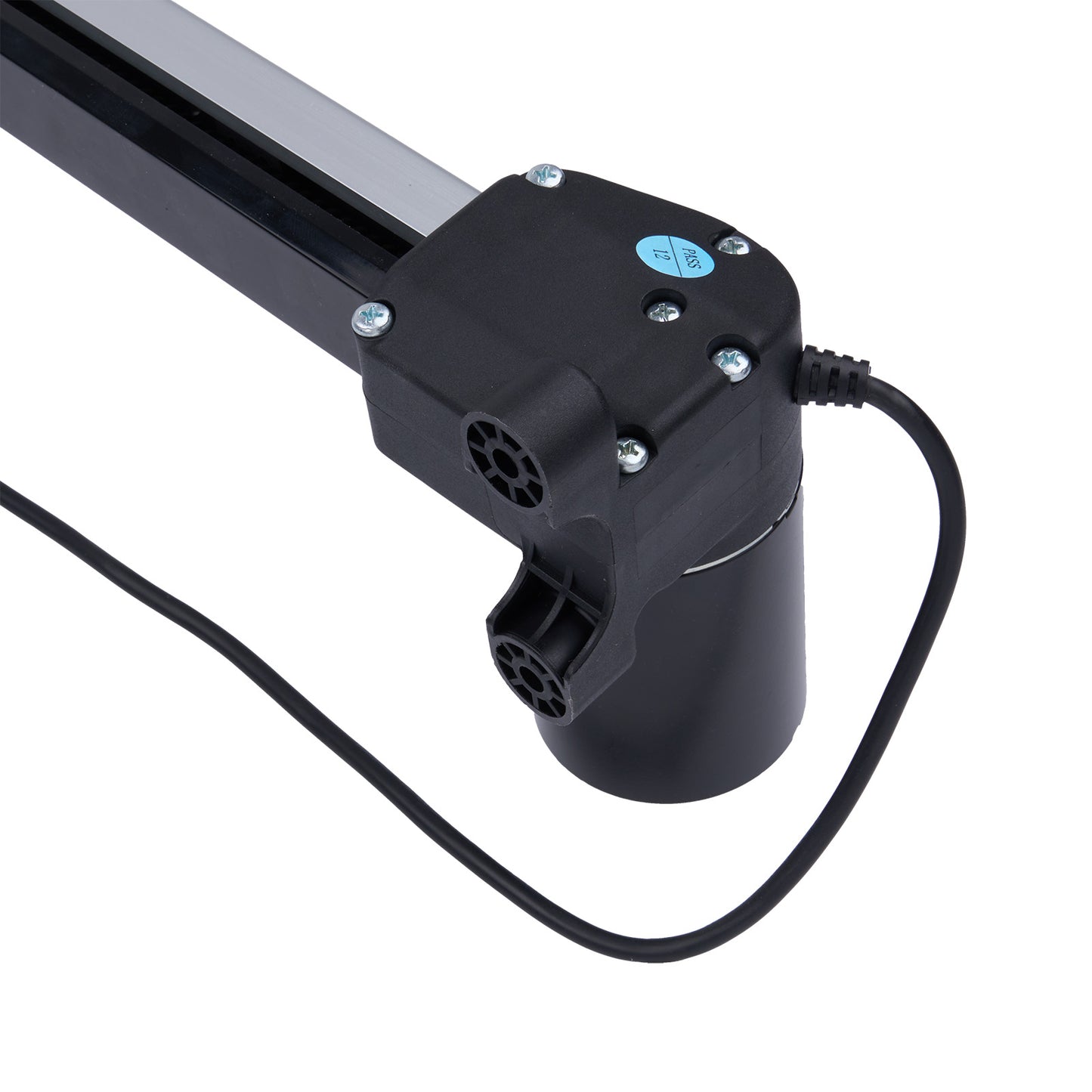 Black mechanical component with wiring on a white background