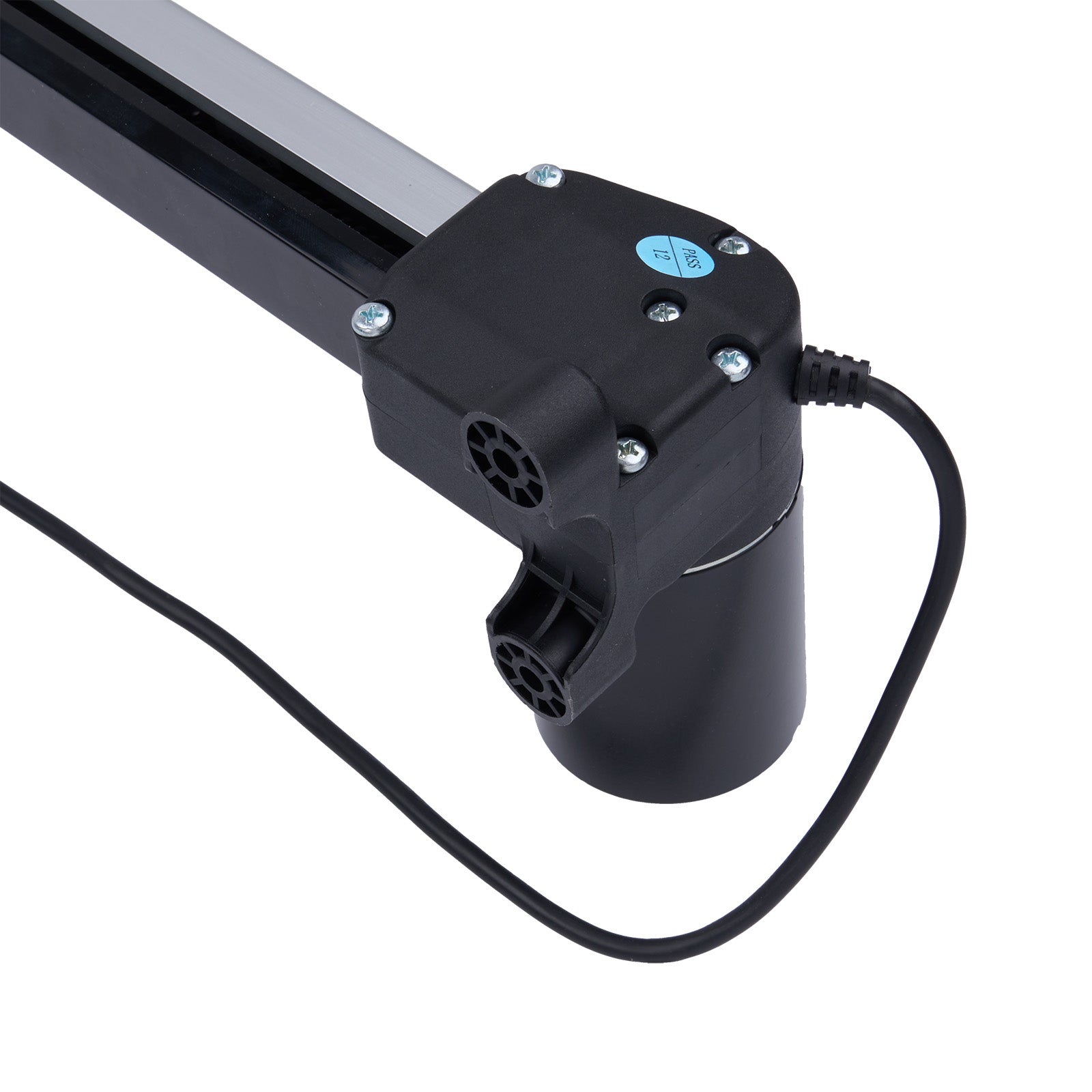 Black mechanical component with wiring on a white background