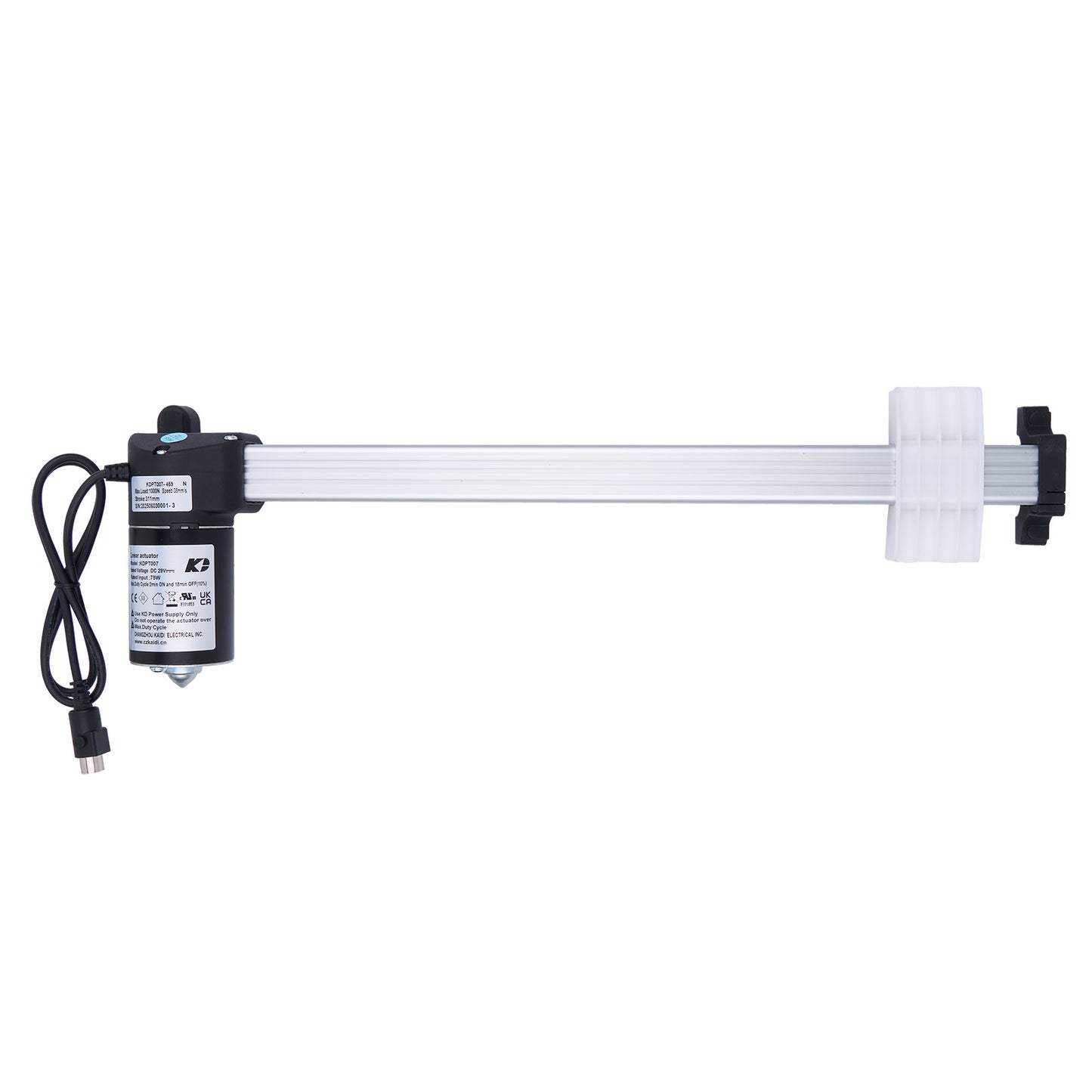 Linear actuator with cable on a white background