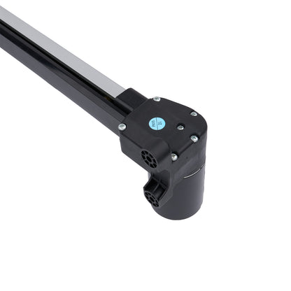 Black metal rod with connectors on a white background