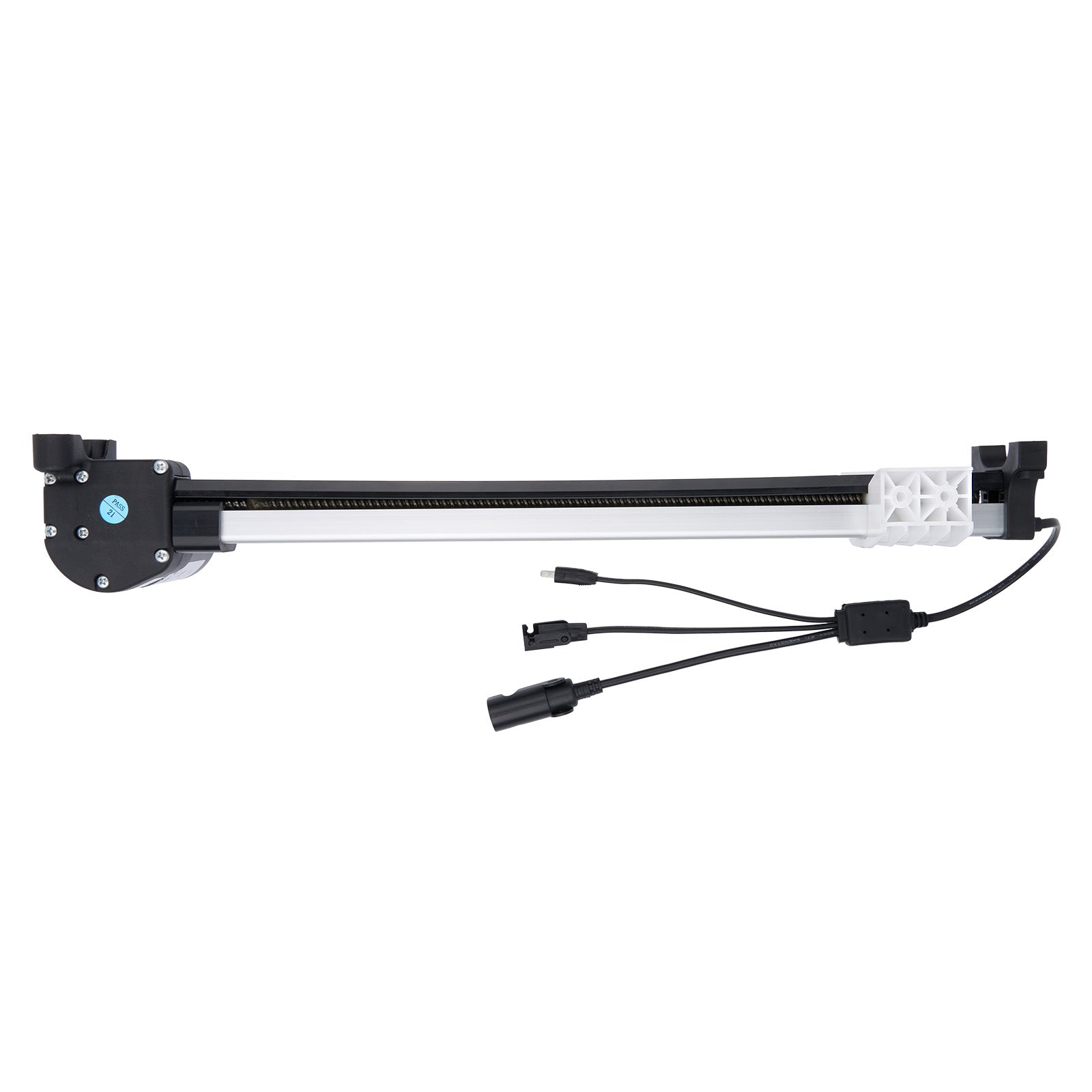 Mechanical arm with multiple connectors on a white background