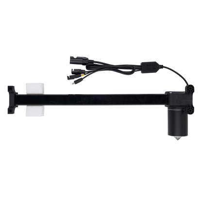 Black underwater camera mount with cables on a white background