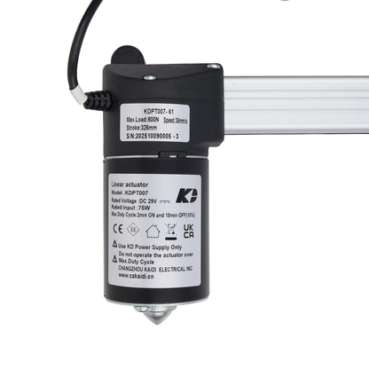 Linear actuator with KDT branding on a white background