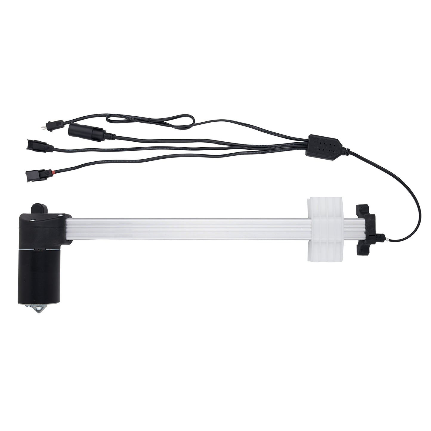 Mechanical arm with joints and cables on a white background