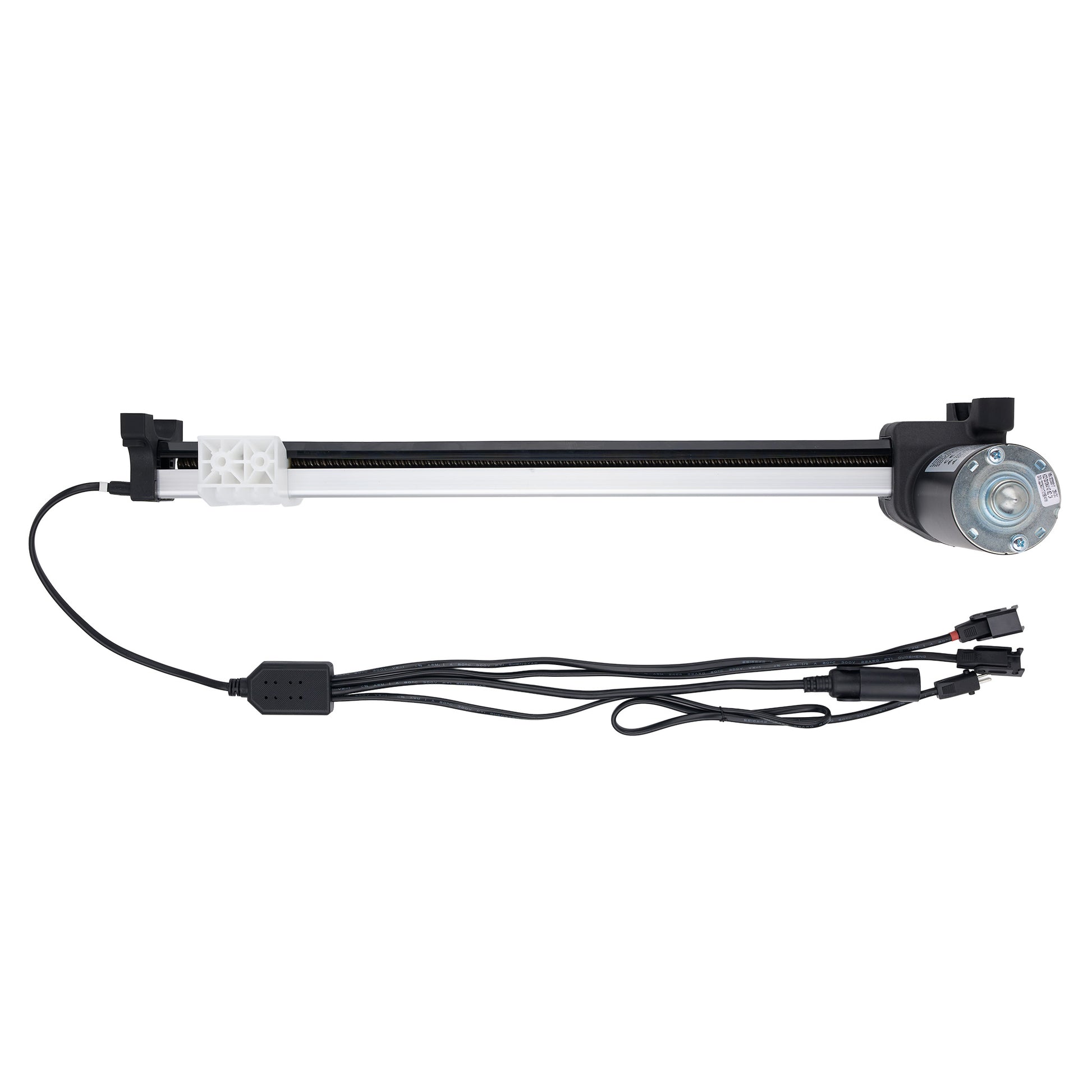 Mechanical arm with joints and cables on a white background