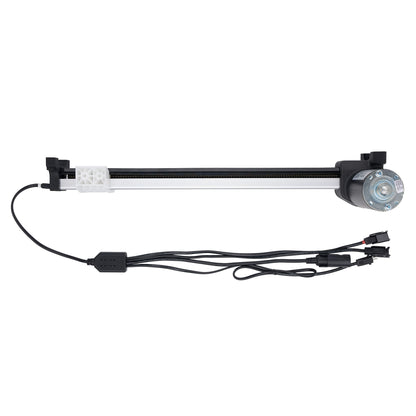 Mechanical arm with joints and cables on a white background