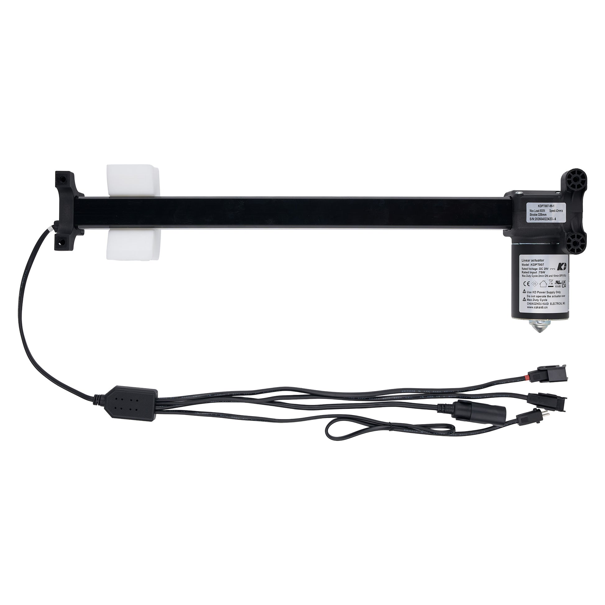 Black electronic device with cables on a white background