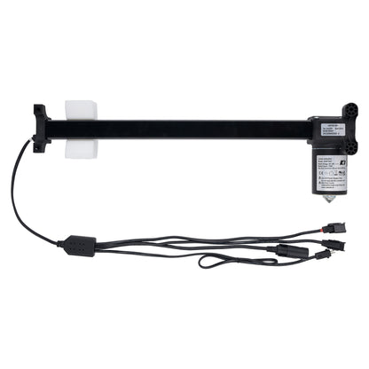 Black electronic device with cables on a white background