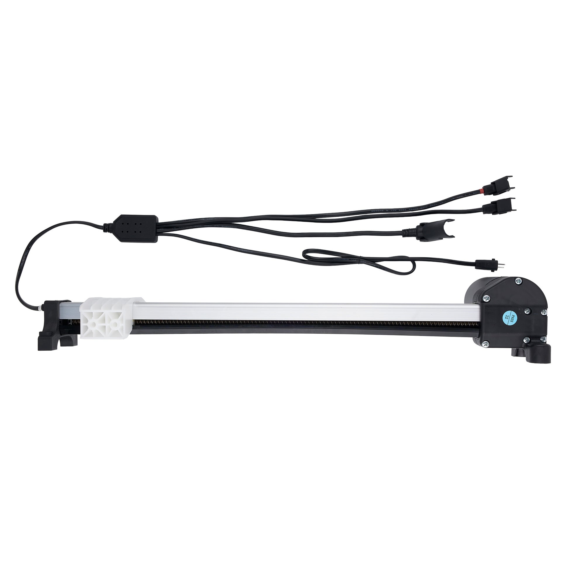 Linear actuator with cables on a white background