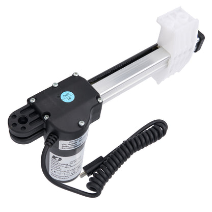 Black and white electric pump with coiled cable on a white background