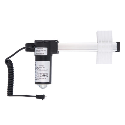 Mechanical arm with a motor and cable on a white background