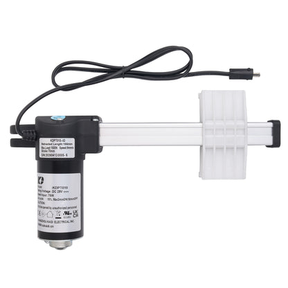 An electric window blind motor driver with a black power cable, a black and white control box, and a white plastic mounting bracket, shown against a plain white background.