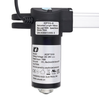 A black pneumatic directional valve with a white label showing technical specifications and branding, photographed on a white background.