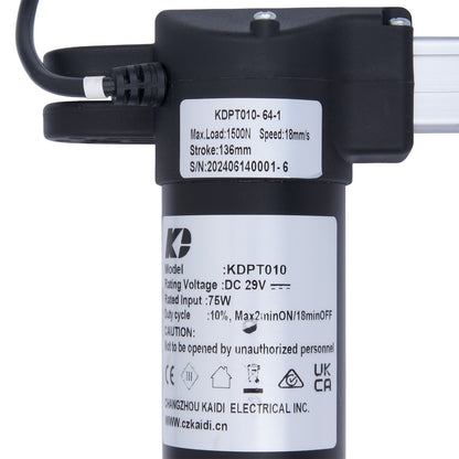 Black electrical component with labels and specifications on a white background