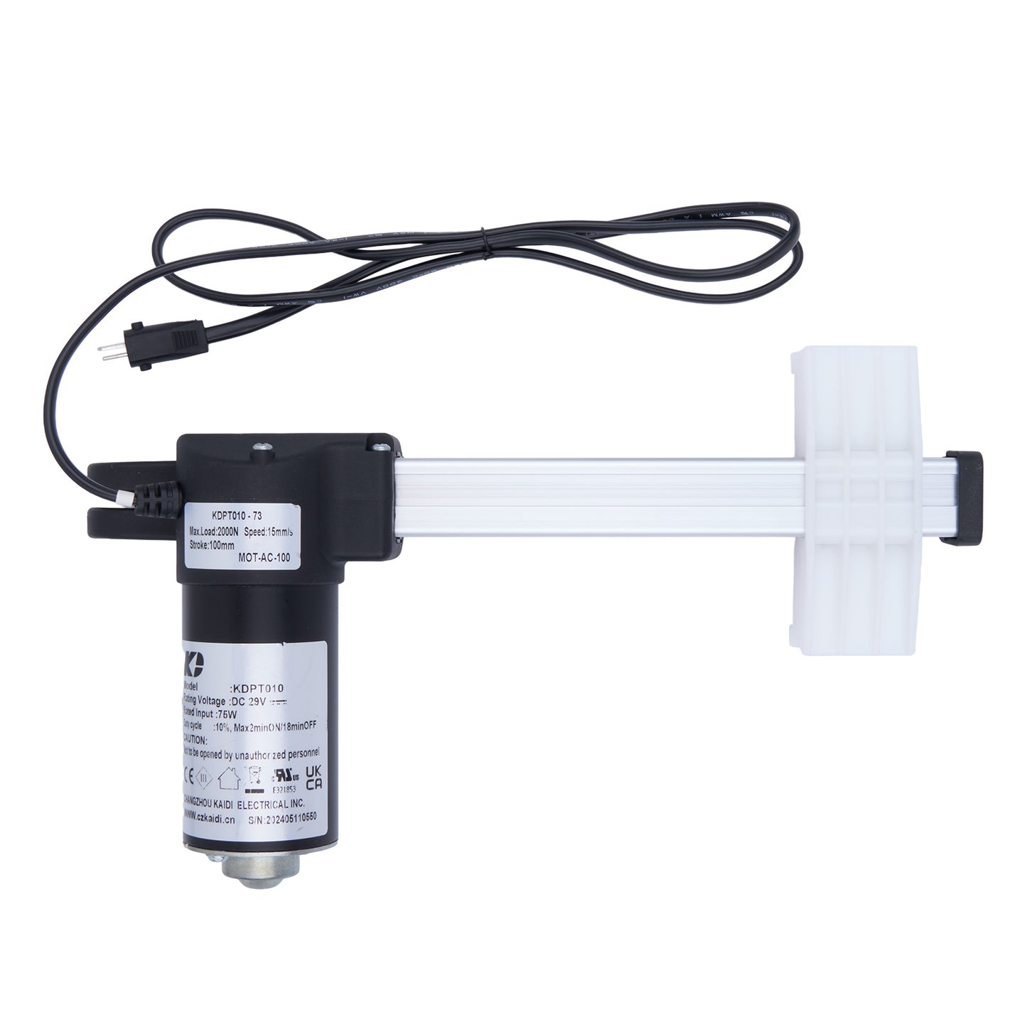 Electrical component with a cable on a white background