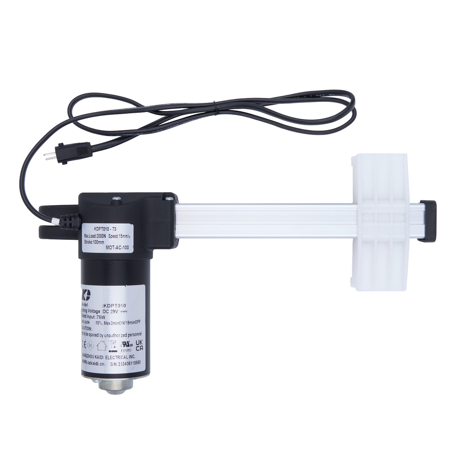 Electrical component with a cable on a white background