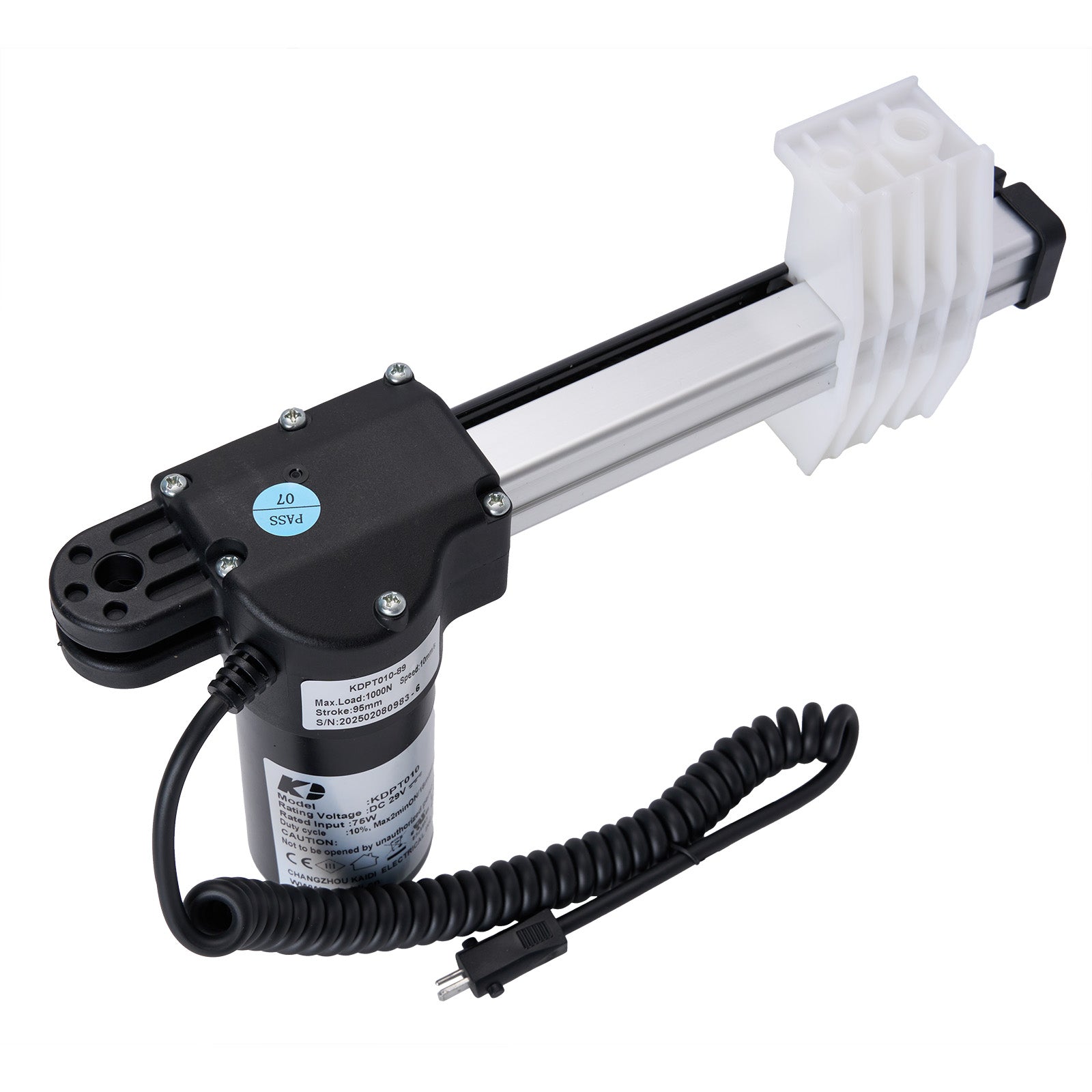 Mechanical pump with black hose on a white background