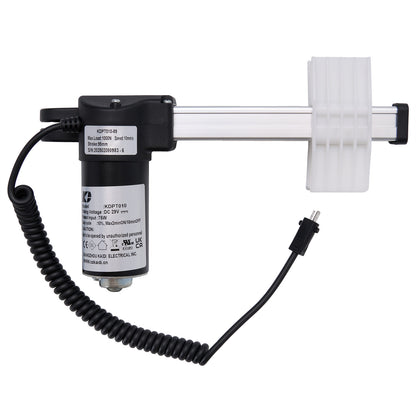 Pump with coiled cable and white nozzle on a white background