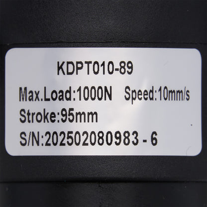 Technical specifications label on a black background
