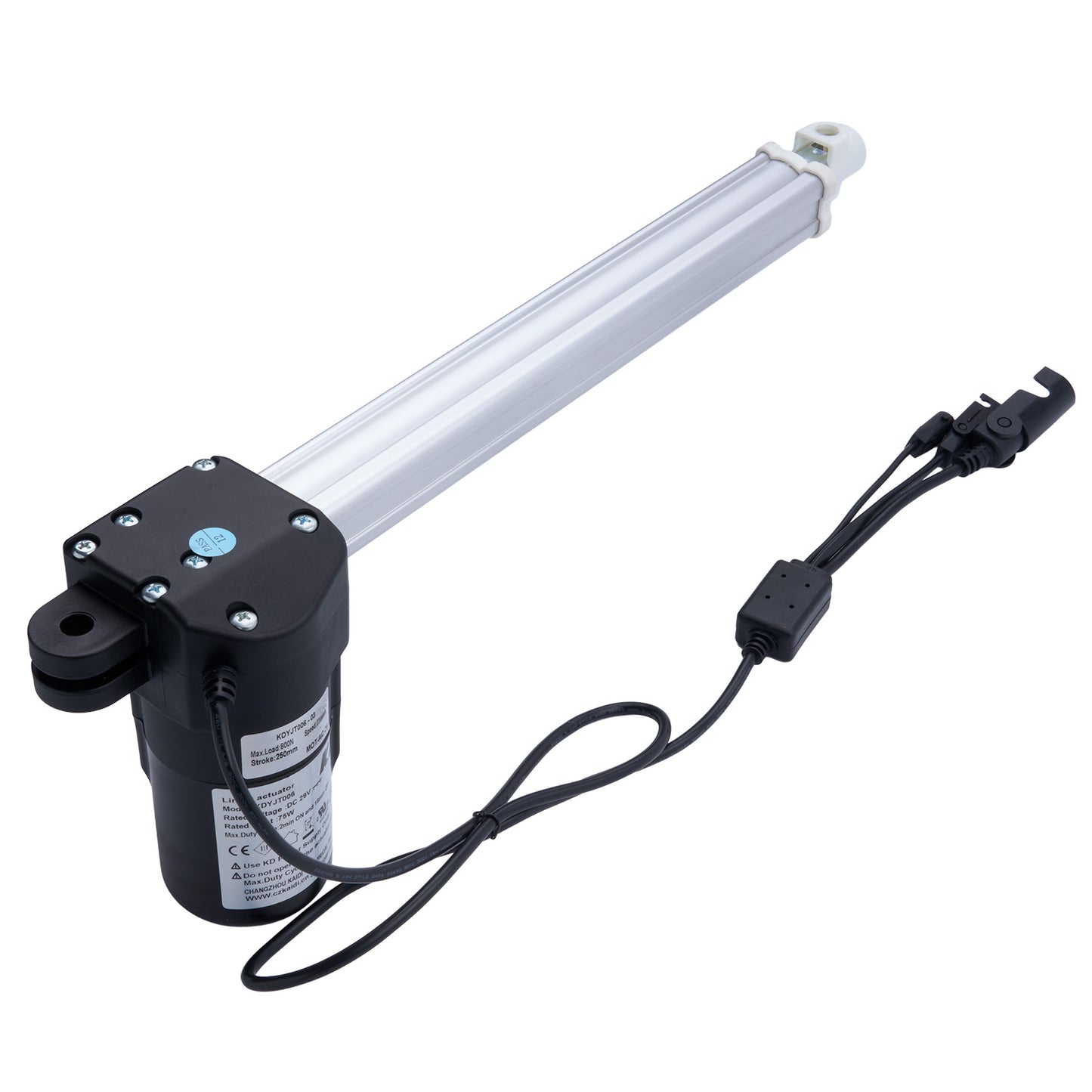Linear actuator with cable on a white background