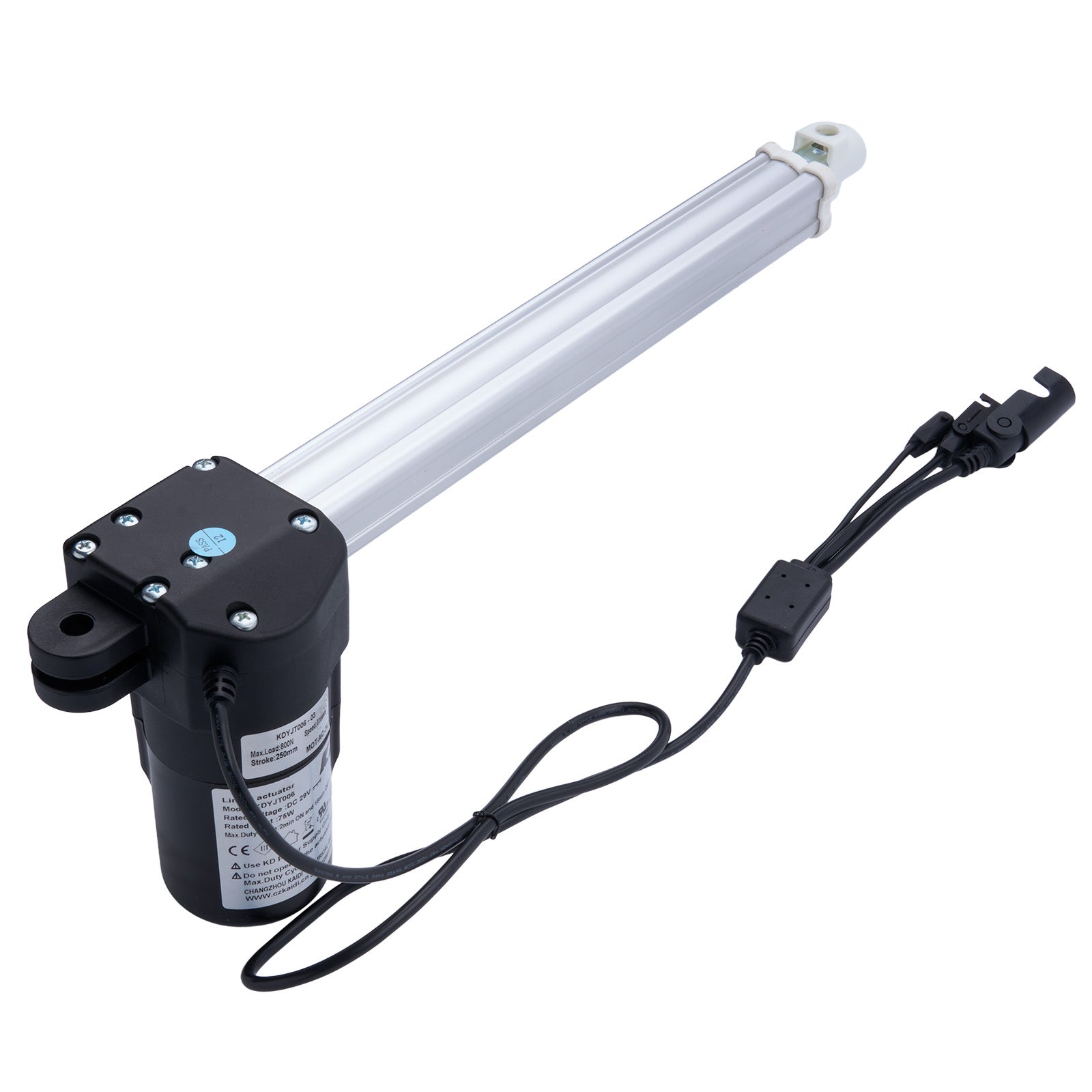 Linear actuator with cable on a white background