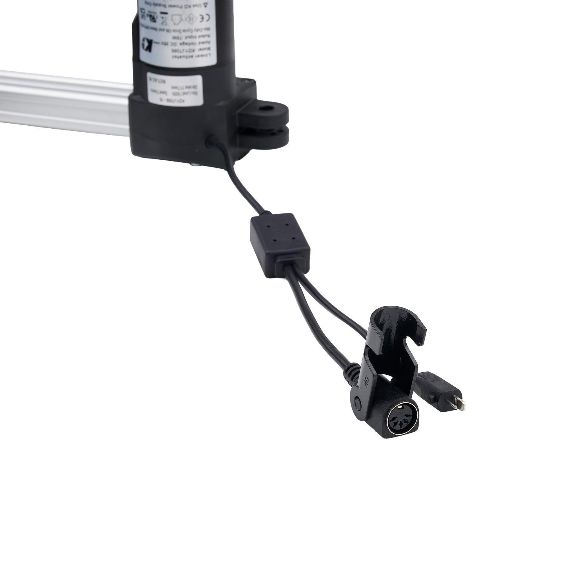 Electrical component with connectors on a white background