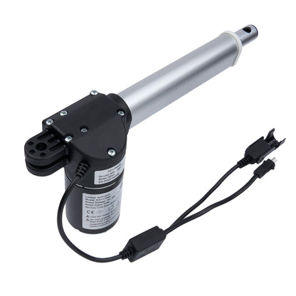 Electric actuator with a cable and plug on a white background