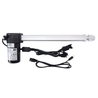 Linear actuator with power cable on a white background