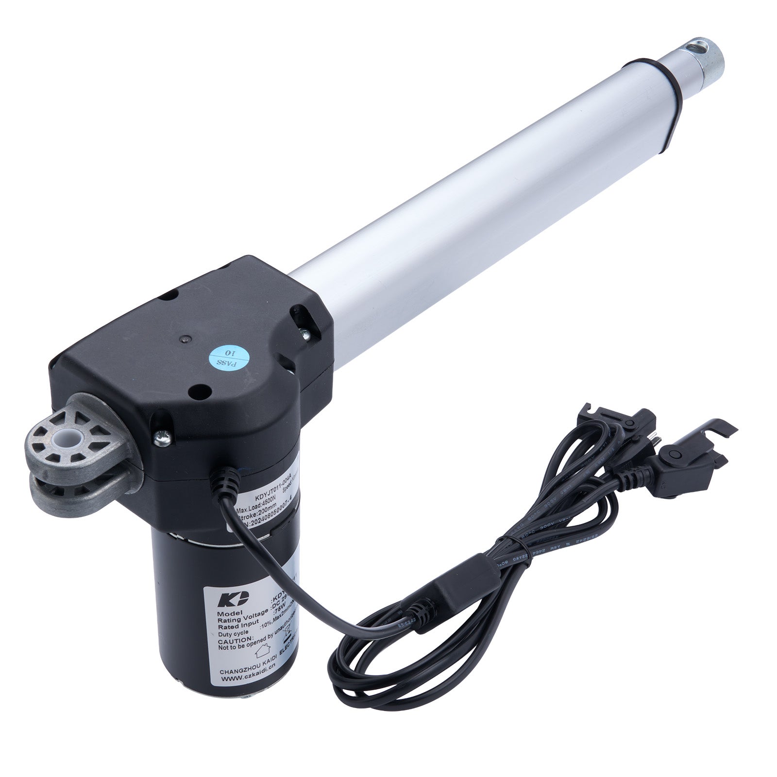 Electric actuator with cable on a white background