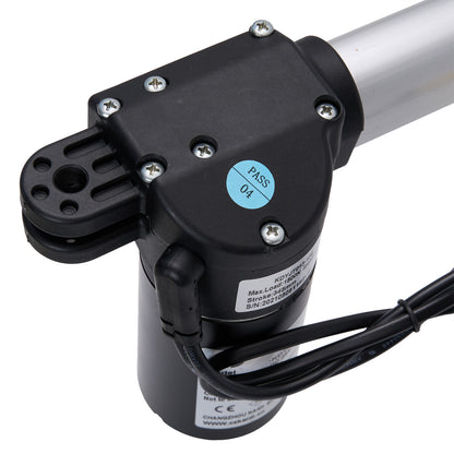 Close-up of a mechanical actuator with wiring on a white background