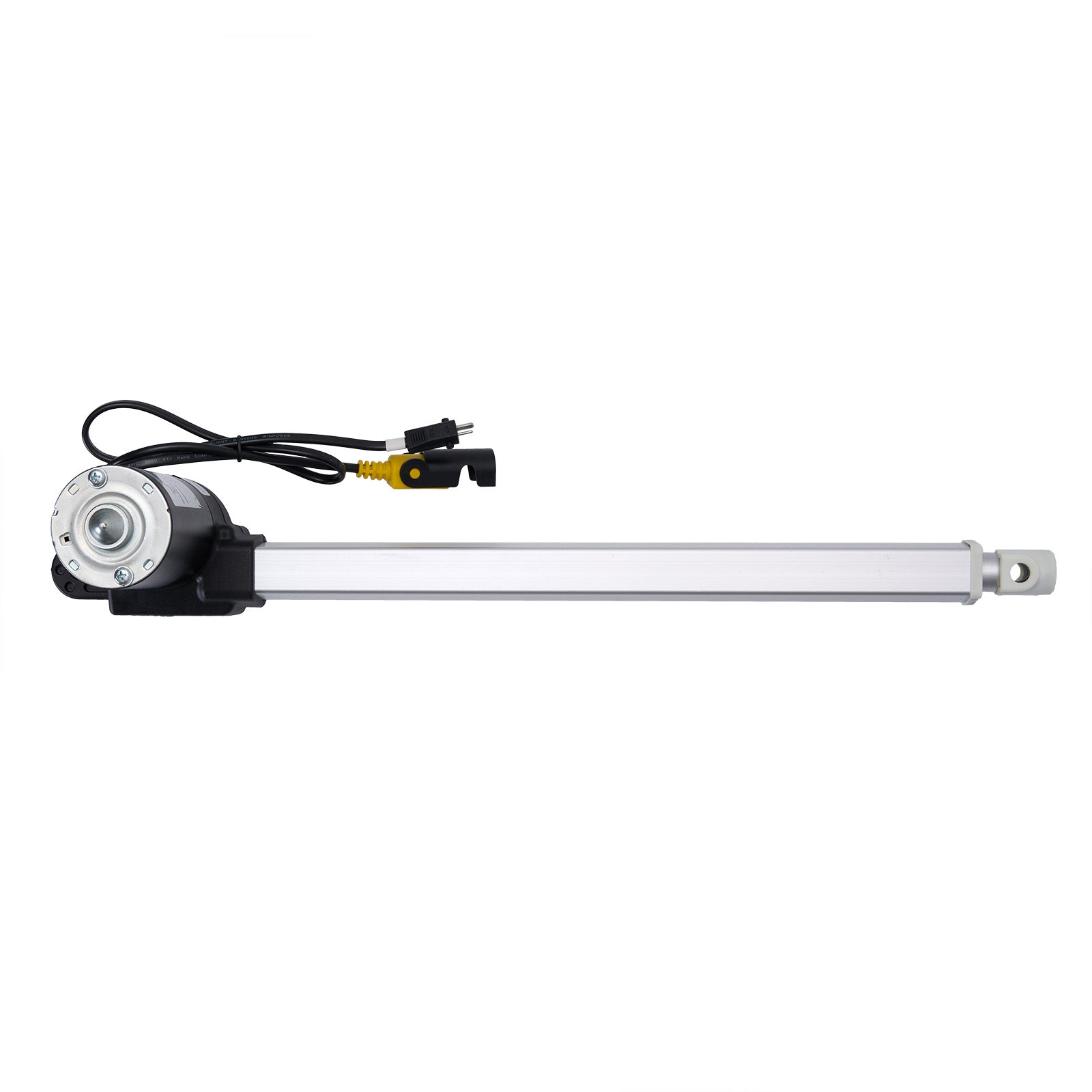 Motorized actuator with cable on a white background