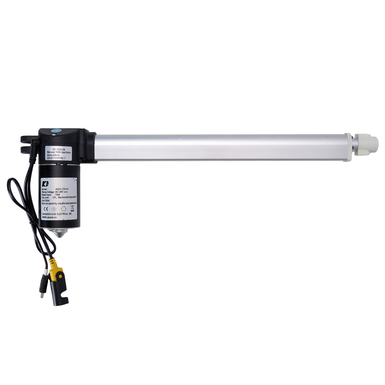 Linear actuator on a white background