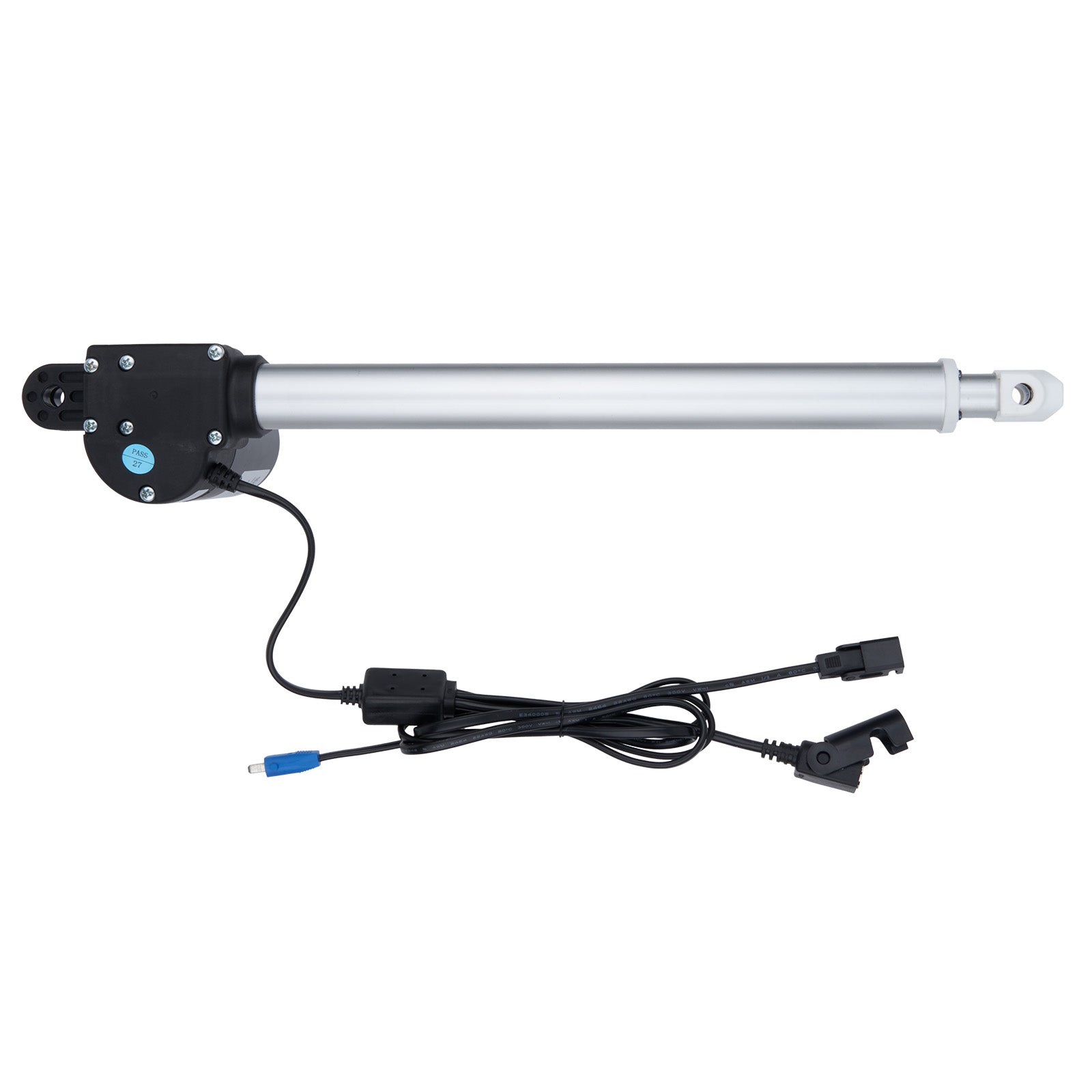 Linear actuator with cable on a white background