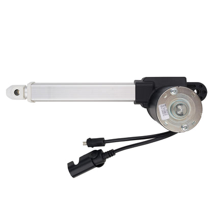 Mechanical component with a white rod and black housing on a white background
