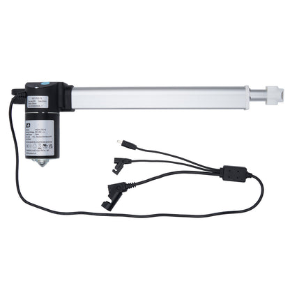 Linear actuator with wiring on a white background