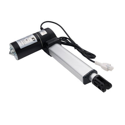 Linear actuator with black and white design on a white background