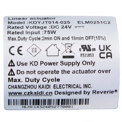 KAIDI KDYJT014-025 ELM0251C2 Linear Actuator for Adjustable Bed Bases