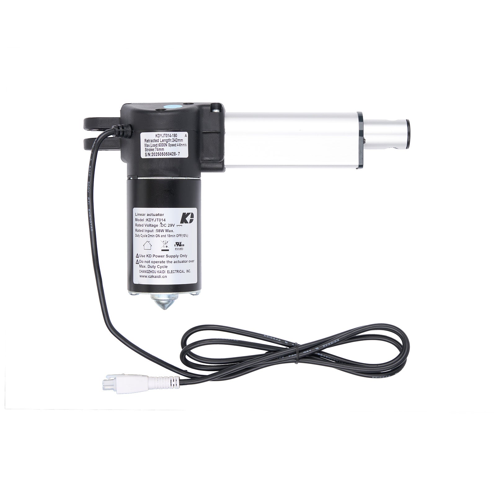 Electrical component with a cable on a white background