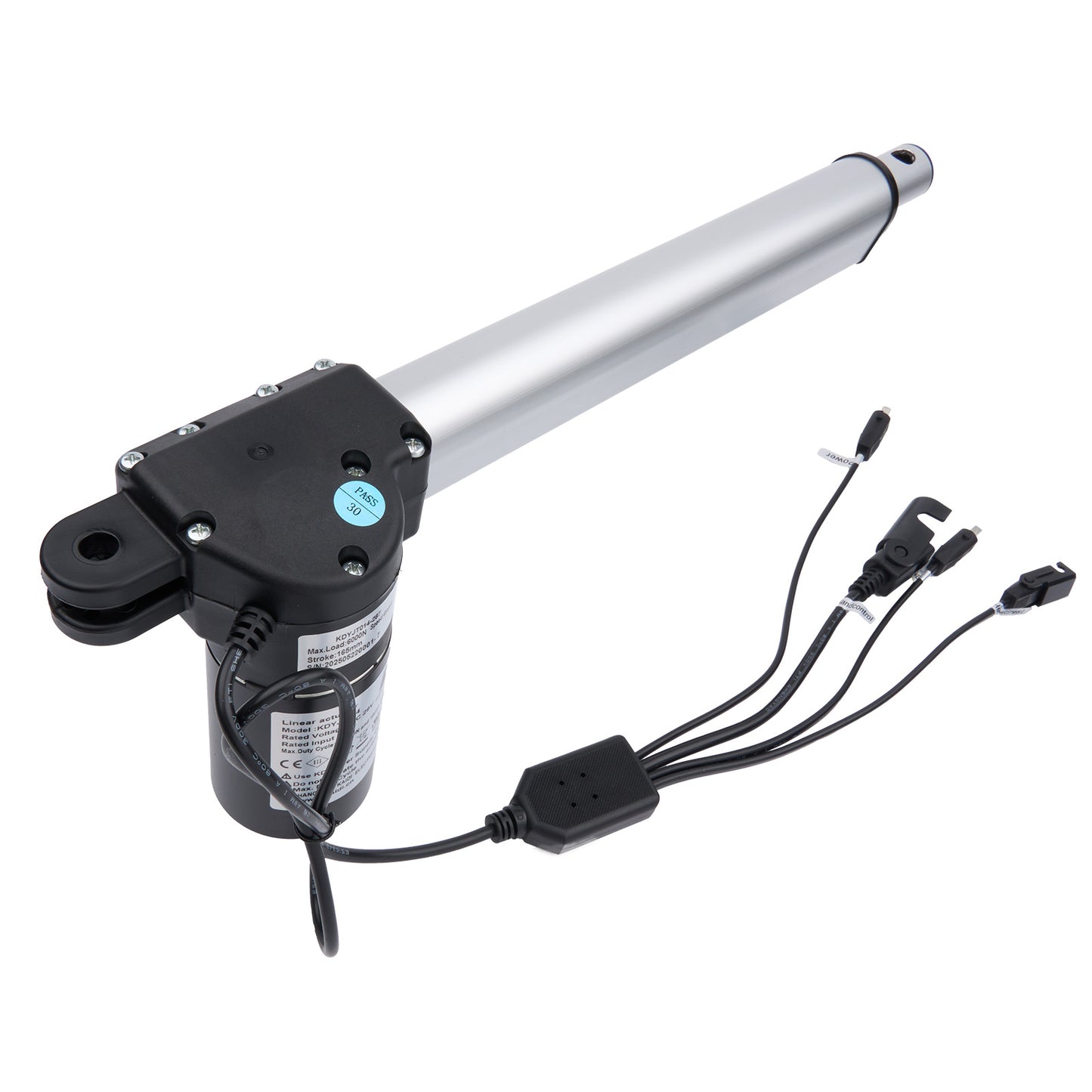 Electric actuator with wiring on a white background