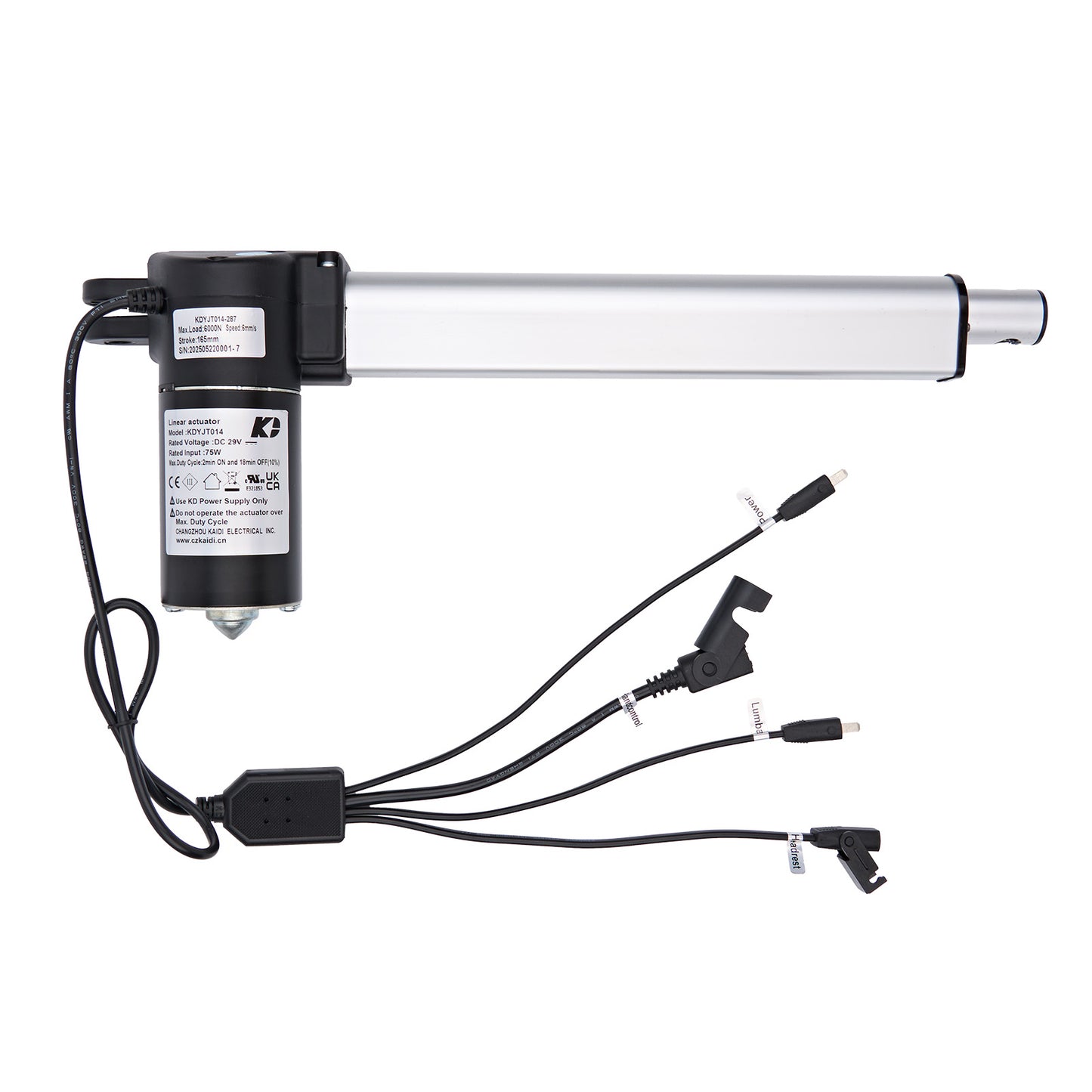 Electric actuator with multiple cables on a white background