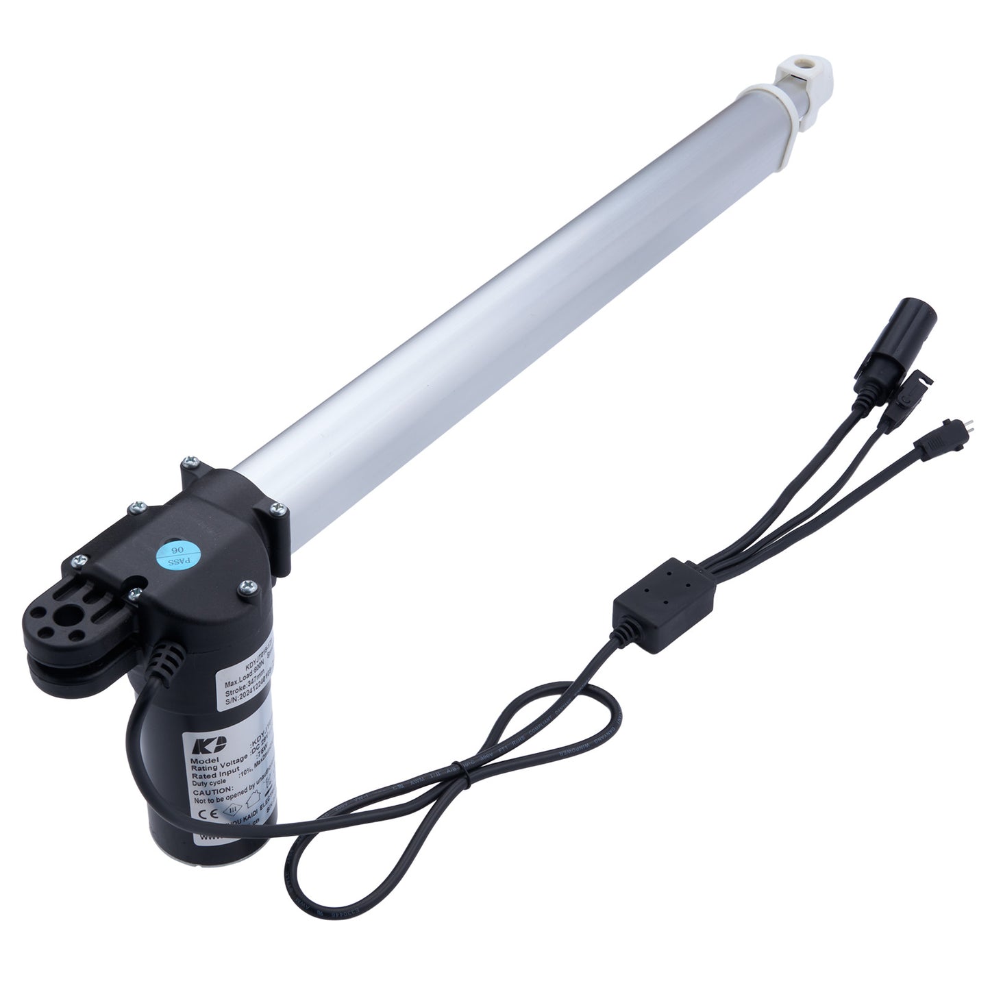 Linear actuator with cable on a white background