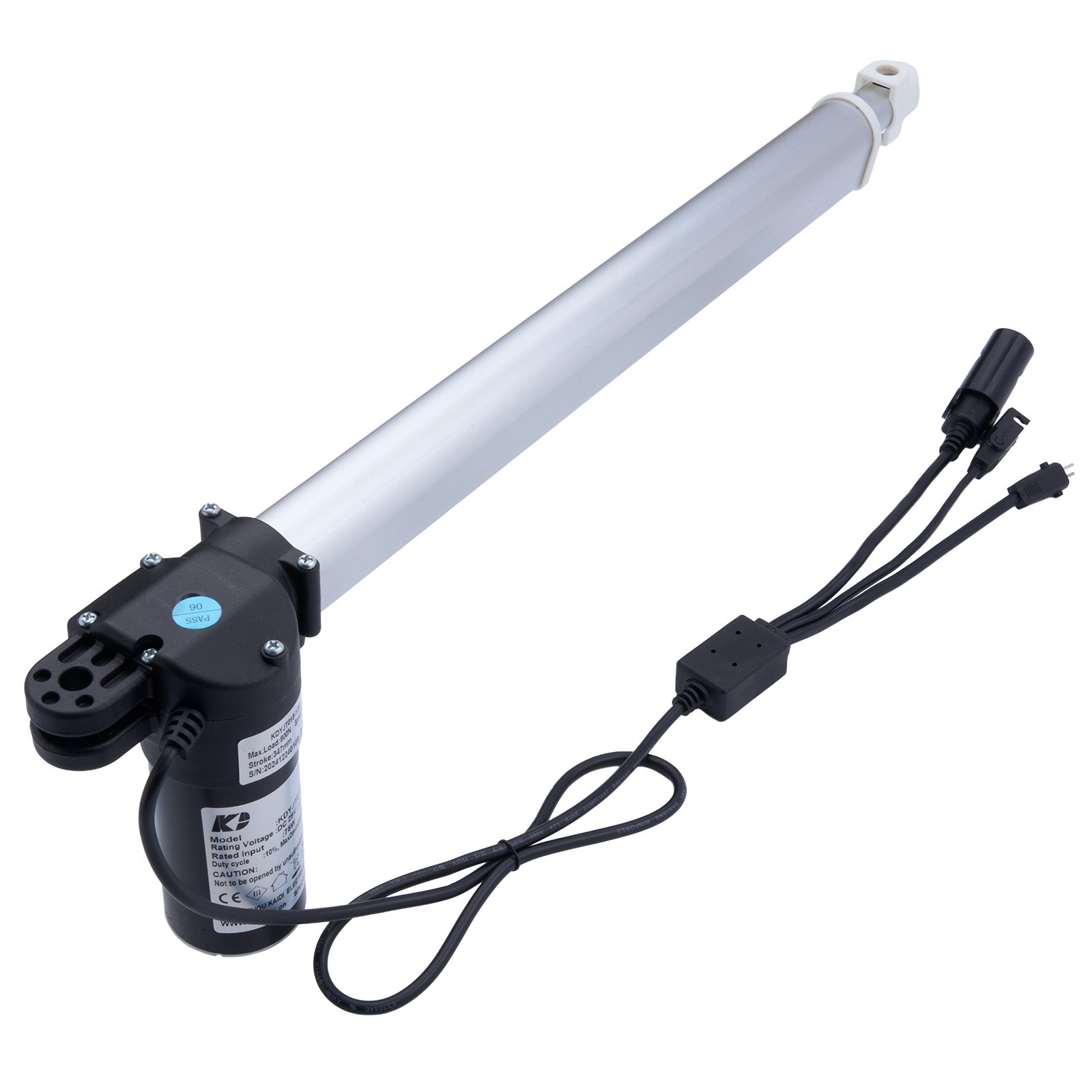 Linear actuator with cable on a white background