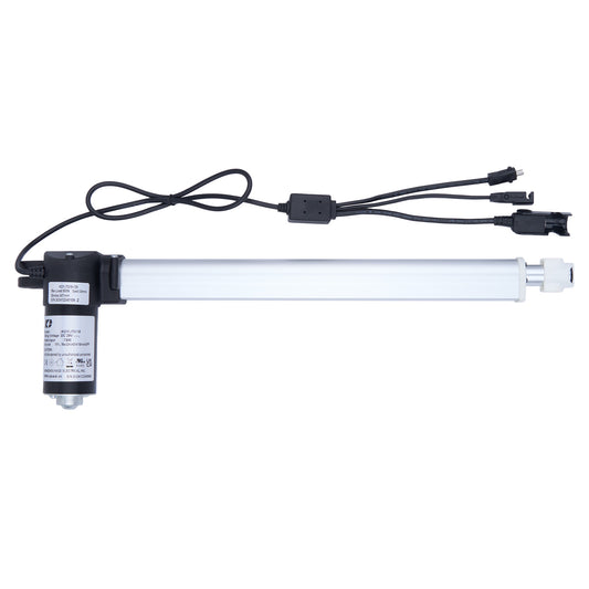Linear actuator with cables on a white background
