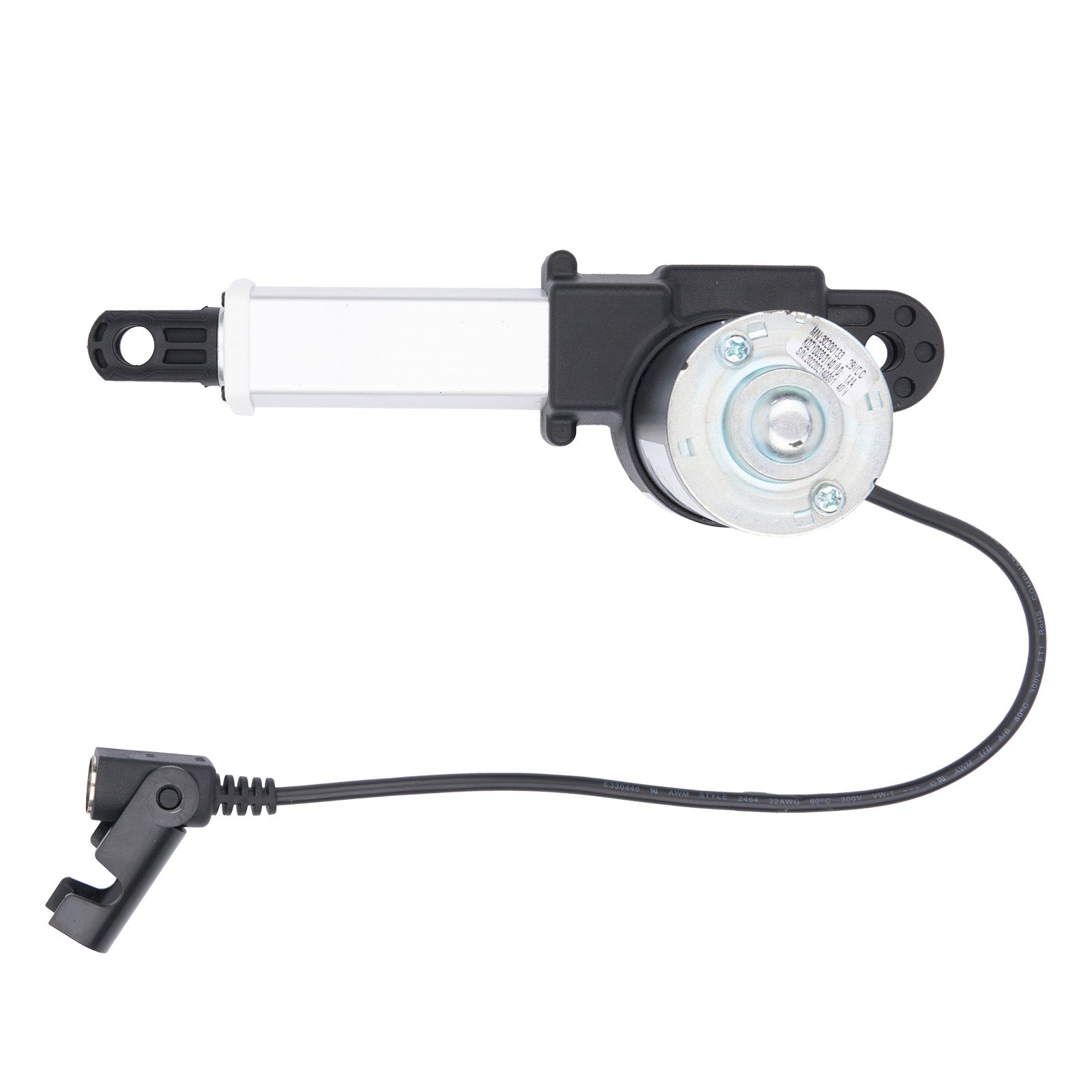 Car window motor with cable on a white background