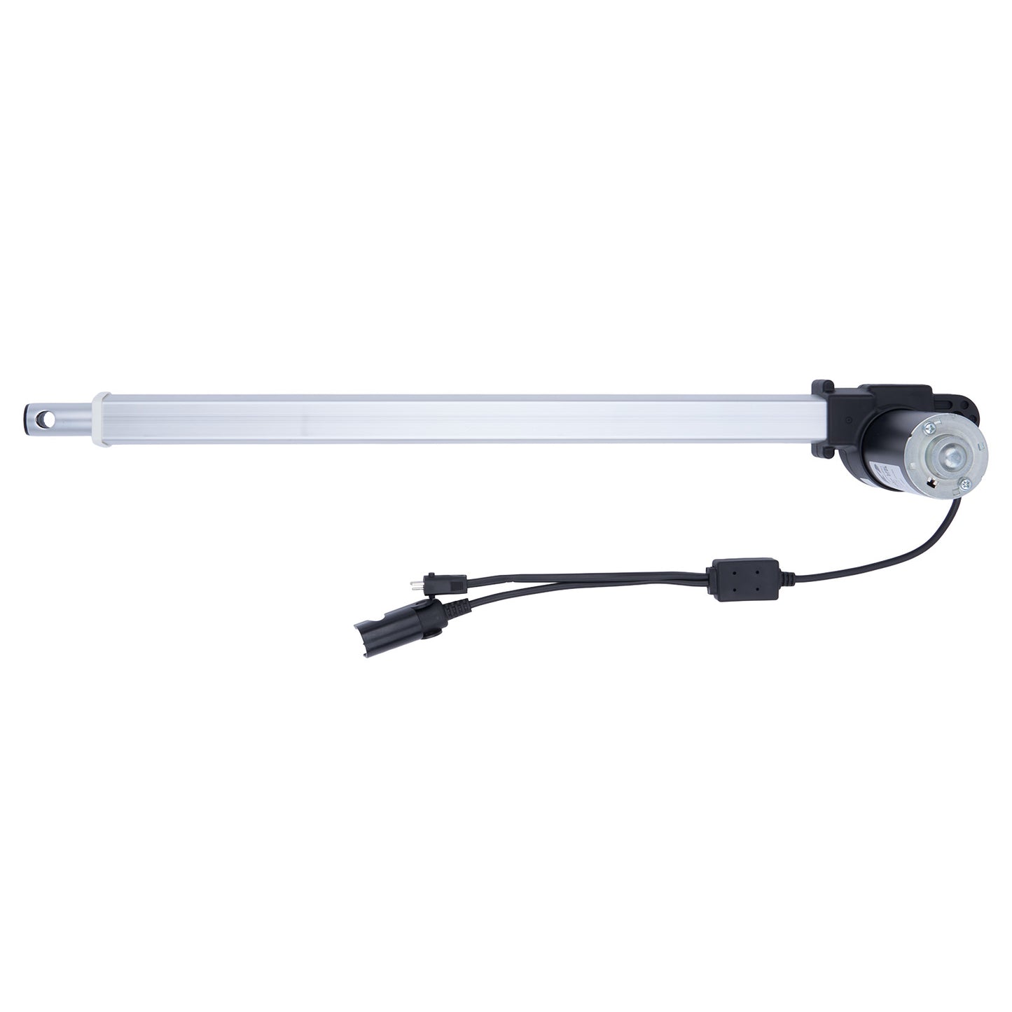 Linear actuator with motor on a white background