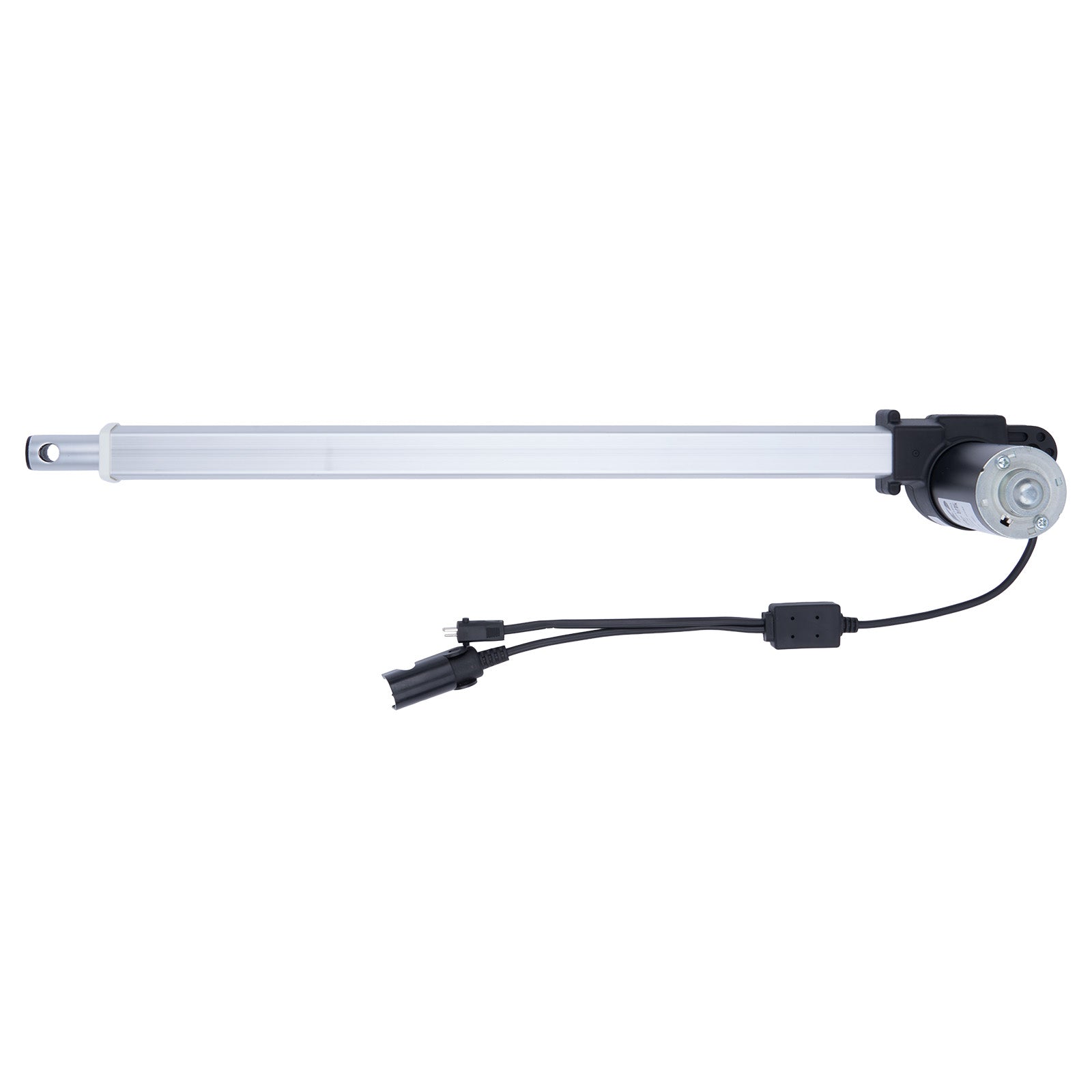 Linear actuator with motor on a white background