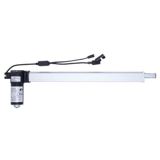Linear actuator with cables on a white background