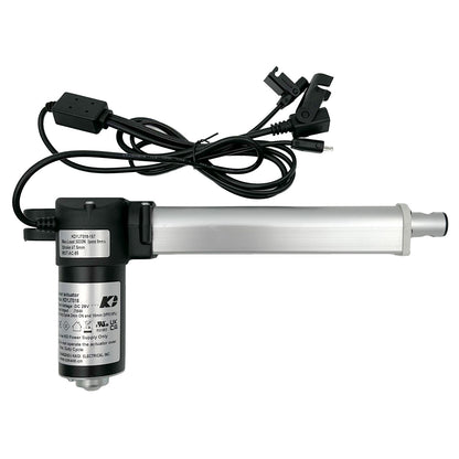 A KAIDI linear actuator with silver/gray body, attached to three cables and plugs, designed for use in recliner or lift chairs.
