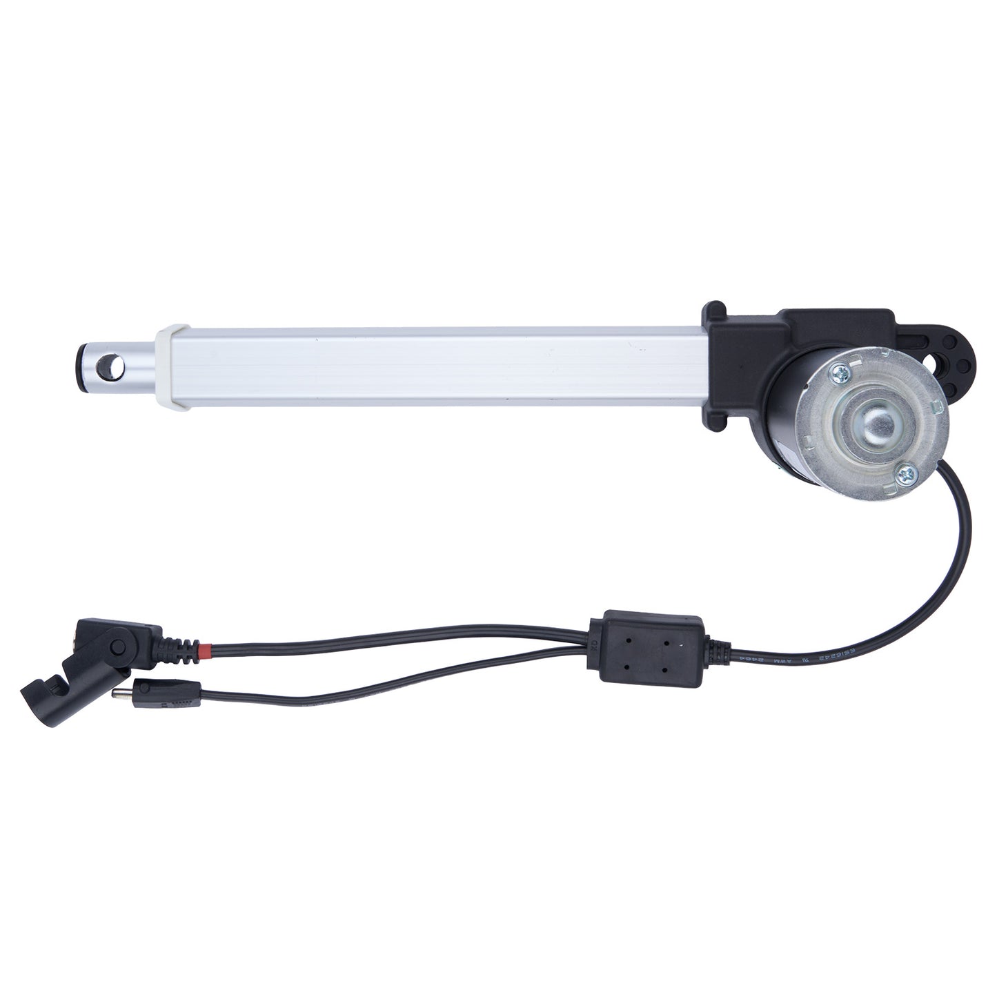 Mechanical arm with a light bulb and wiring on a white background