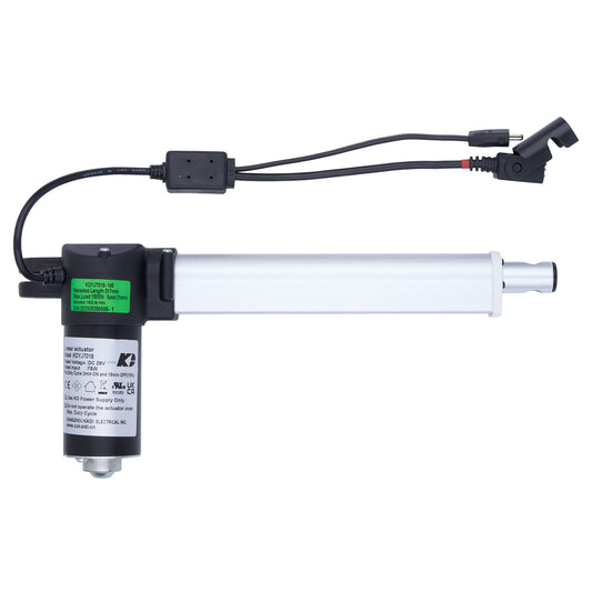 Linear actuator with wiring on a white background